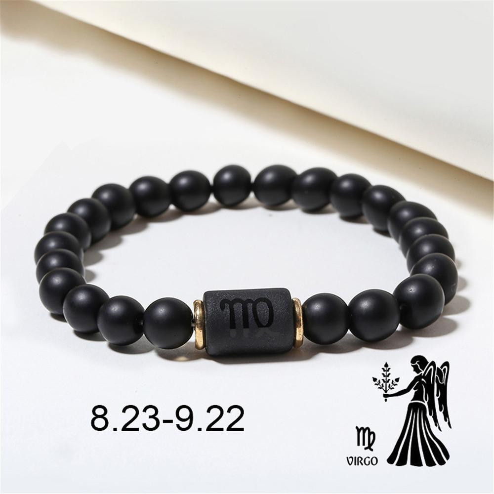 Constellation Black Frosted Black Agate Beaded Couple Bracelet