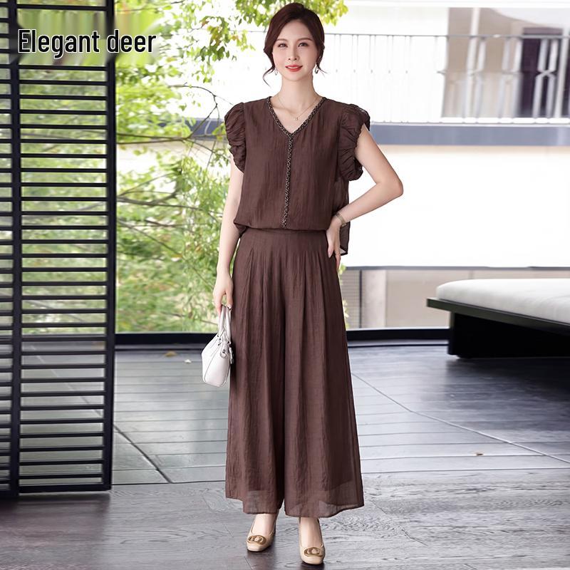Women's Cooling T-Shirt & Wide-Leg Pants Set