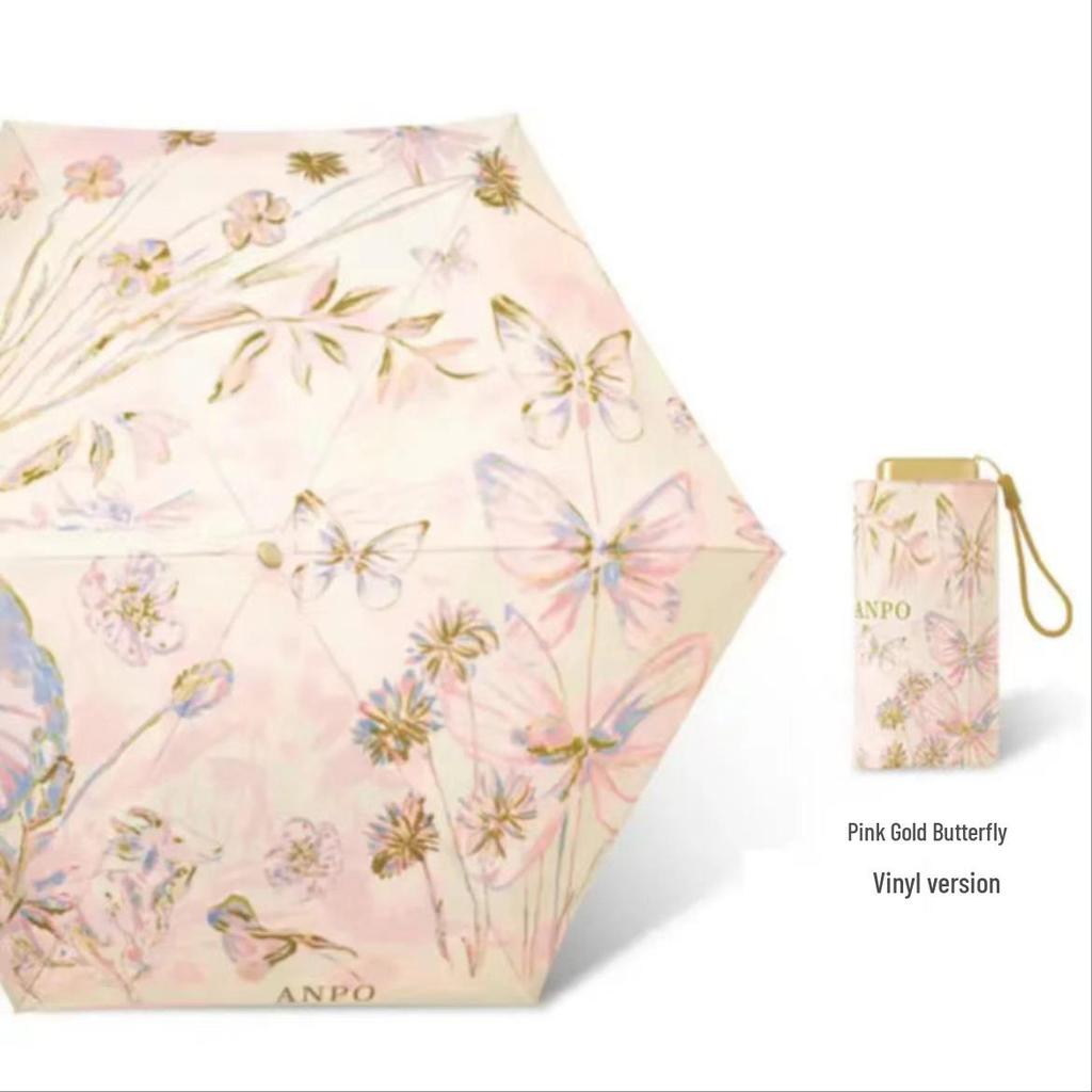 Zhi Retro Cherry Six-Fold Dual-Use Sunscreen Umbrella