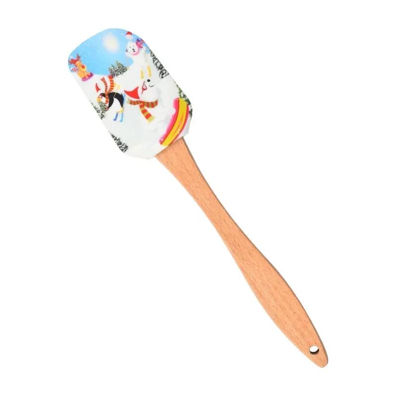 Cute Xmas Cream Cake Scraper Christmas Silicone Salad Mixer Pies Cooking Tool Kitchen Butter Non-stick Pastry Blenders Baking