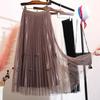 Double-Sided Mesh Beaded Pleated A-Line Bowknot Skirt - Slimming Summer 2025 Style