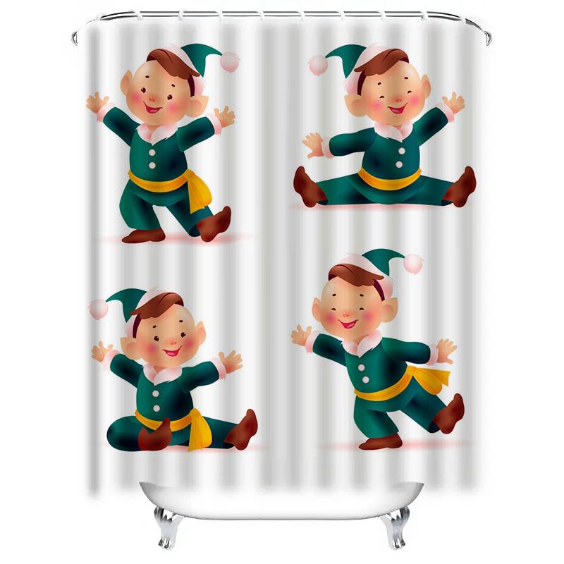 TU Niedlicher Cartoon Junge Badezimmer Duschvorhang Wasserdicht Vintage Kinder Teenager Dekoration Liner Set