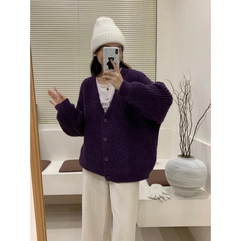 Loose and Lazy Style Soft Waxy Sweater Jacket Women's Thickened Casual Versatile Knitted Cardigan Top Women