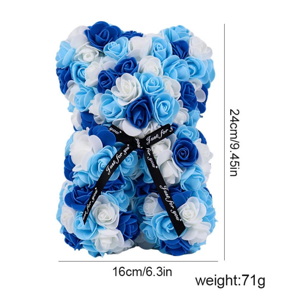 16*24cm Künstlicher Teddy-Rosenbär Mehrfarbig Romantisches Valentinstagsgeschenk Blumenbär Muttertags-Ewiger Blumenbär