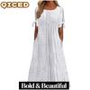 Fashion Summer Spring 1/2 Sleeves O-Neck Casual Dresses