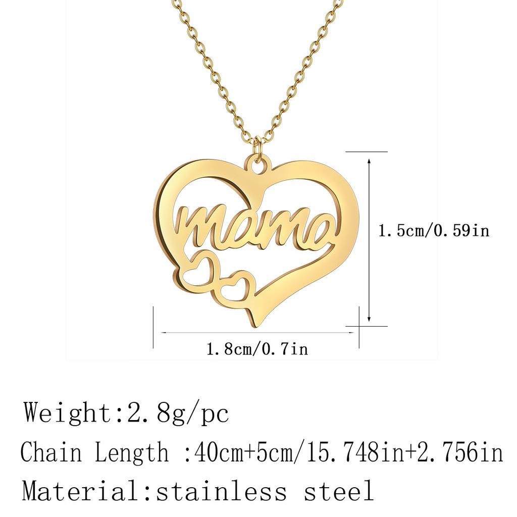Delicate Heart Shaped MAMA Lettering Pendant Necklace Family Mom Necklaces Pendants Jewelry Romantic Mother's Day Gift