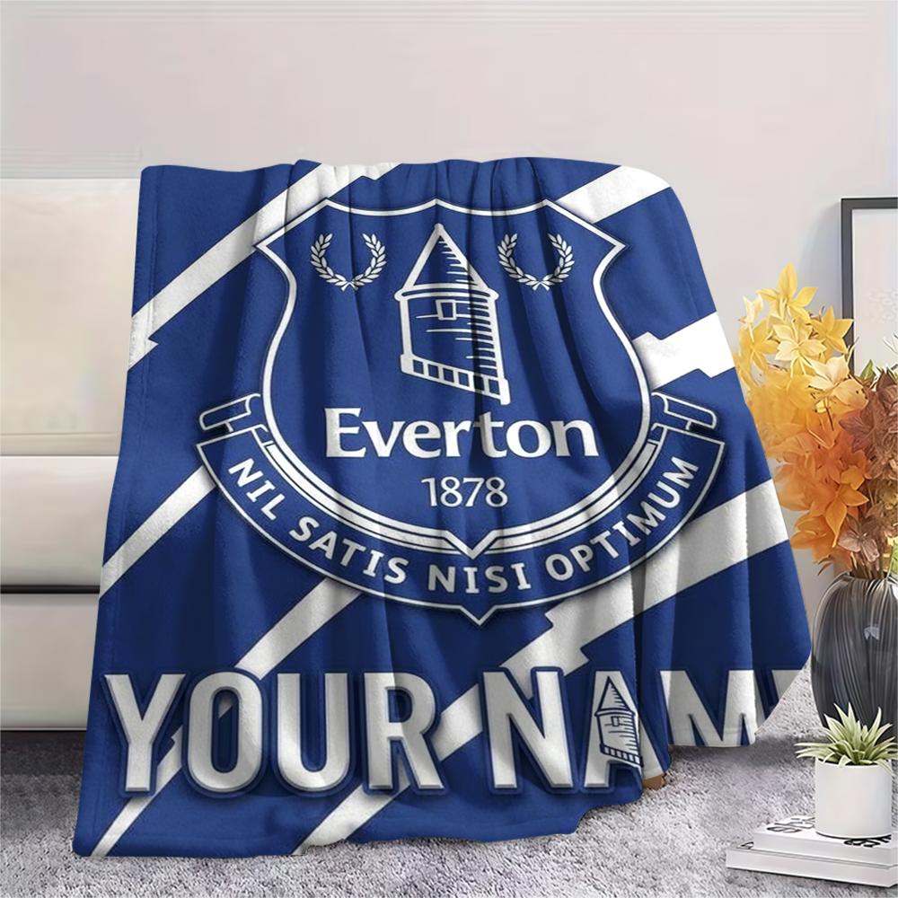 1 Stück Personalisierte Decke mit Everton FC Muster aus Flanell Geeignet für Alle Jahreszeiten für Heimdekoration Wärme und Komfort Geschenke Feiertagsgeschenk