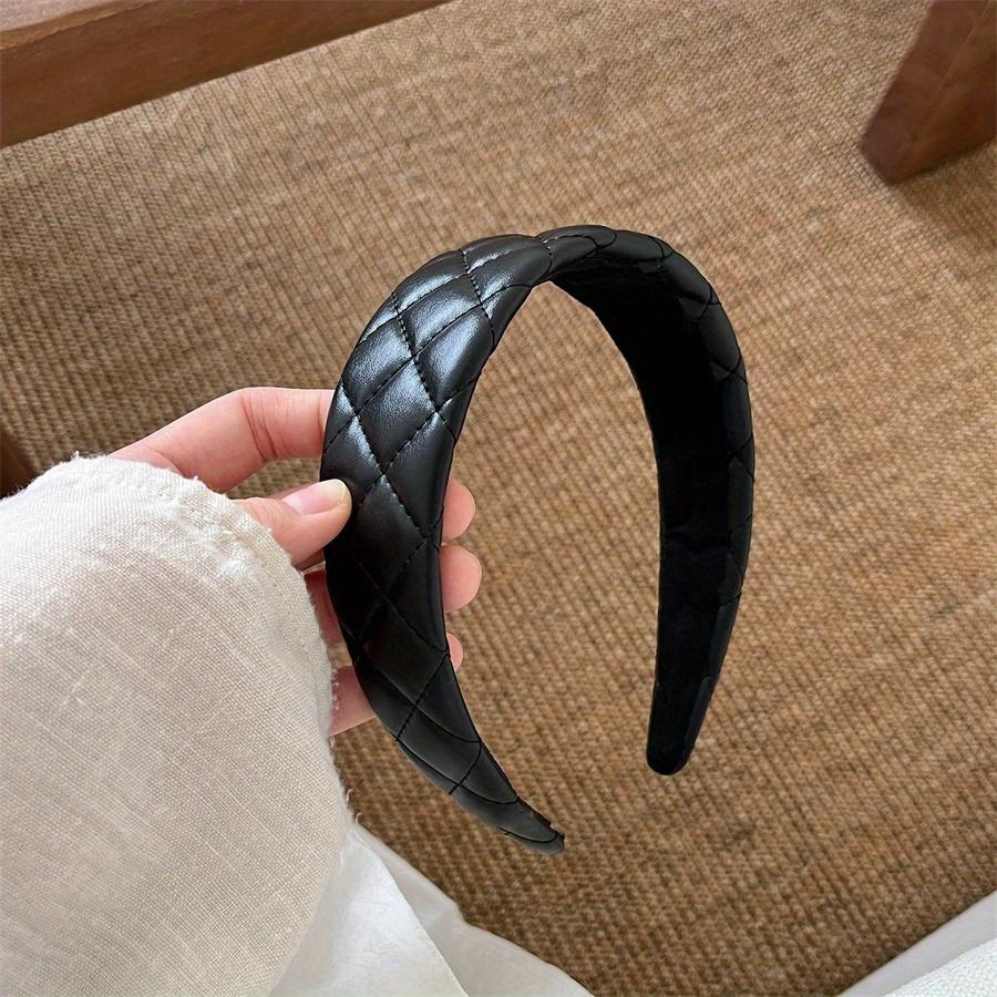 

Vintage PU Leather Headband for Women - Wide Hair with Square/ Design, Hair Accessory for High Hairline, Wedding, Party, Daily