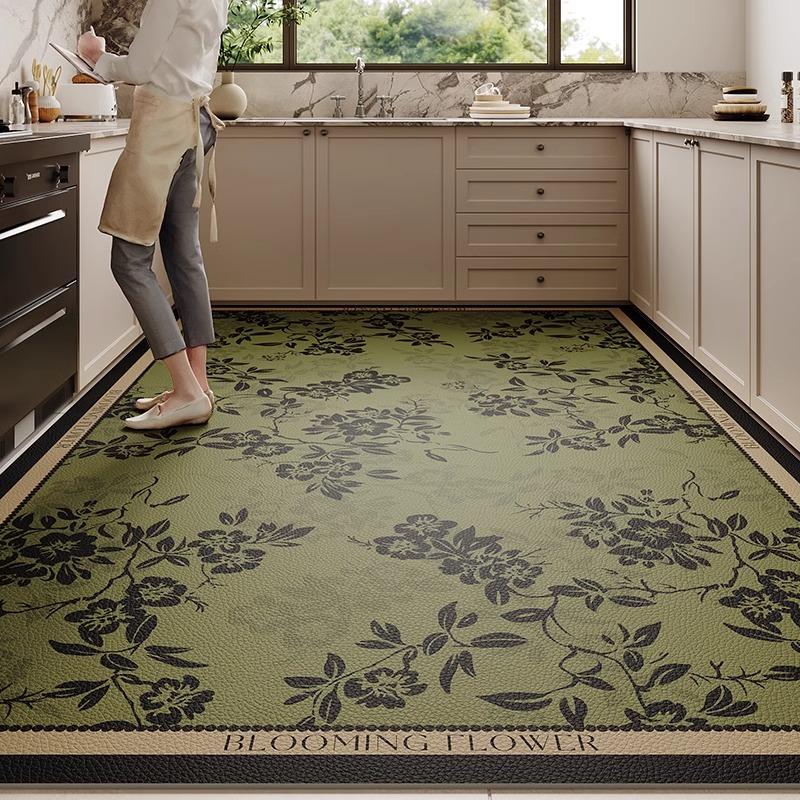 PVC Leather Kitchen Floor Mat High-end Luxury Large Area Carpet Practical Anti-fouling Waterproof Anti-slip Balcony Rug Alfombra
