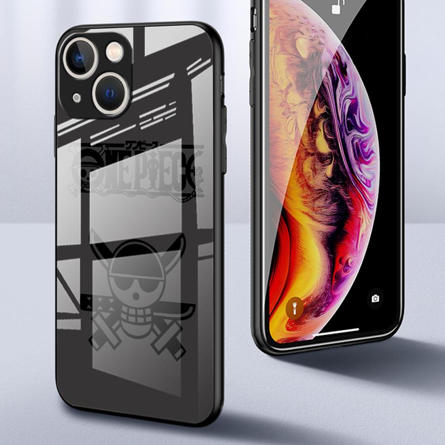 Anime OneS P-ieceS Logo Glass Phone Cover Case for iPhone 17 Pro Max 11 XR 12 15 Plus 8 16 13 Air 14