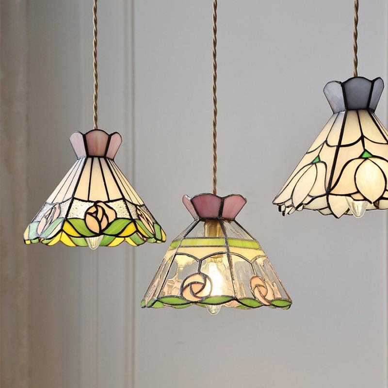 Retro Tiffany Glass Chandelier Living Room Modern Hanging Lighting Decoration Dining Room Bedroom Kitchen Loft Led Pendant Lamp