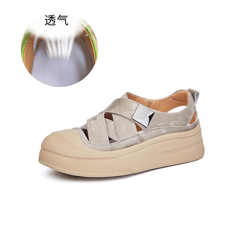 

Кожаные маленькие белые туфли женские 2025 лето новые полые дышащие повседневные туфли на толстой подошве с увеличением роста туфли на платформе высококлассная женская обувь 40 хаки