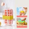 Summer Ice Cube Tray With Lid - Ice Tray For Freezer - No Touch Silicone Ice Cube Tray For Freezer With Straw + Cable Tie Mold
