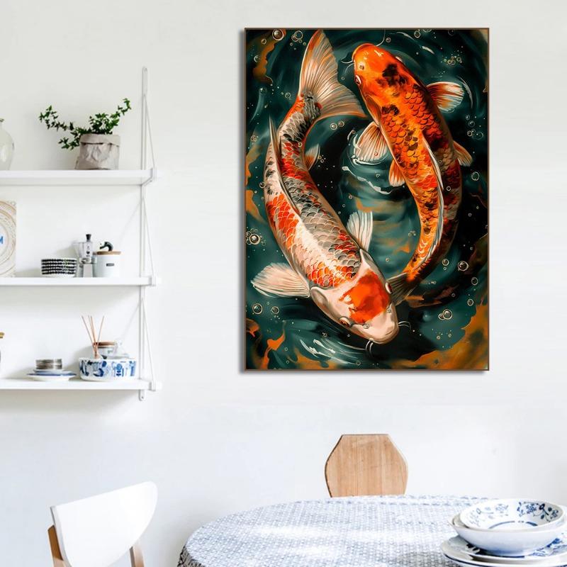 Japanese Colorful Carp Koi Fish Posters and Prints Canvas Printing Retro Wall Art Picture for Living Room Home Decor Gifts