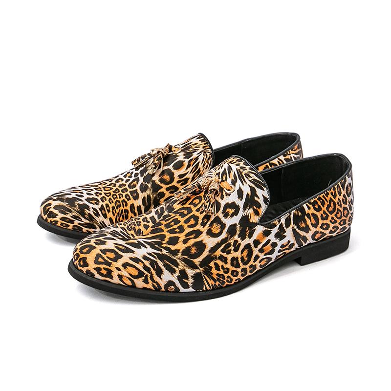Men's Big Size Leopard Print Slip-On Mules Summer Leather Slippers Comfortable Casual House Shoes Breathable Open Toe Sandals