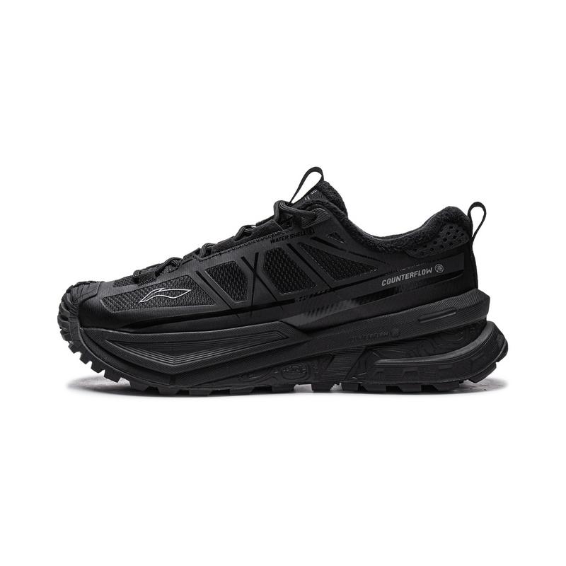 Li Ning CF Su Xing Chuan SE Fleece Fashion Comfortable Outdoor Shock Absorption Support Warm Low Top Hiking Shoes Unisex Hiking Shoes Black AHTV059-13