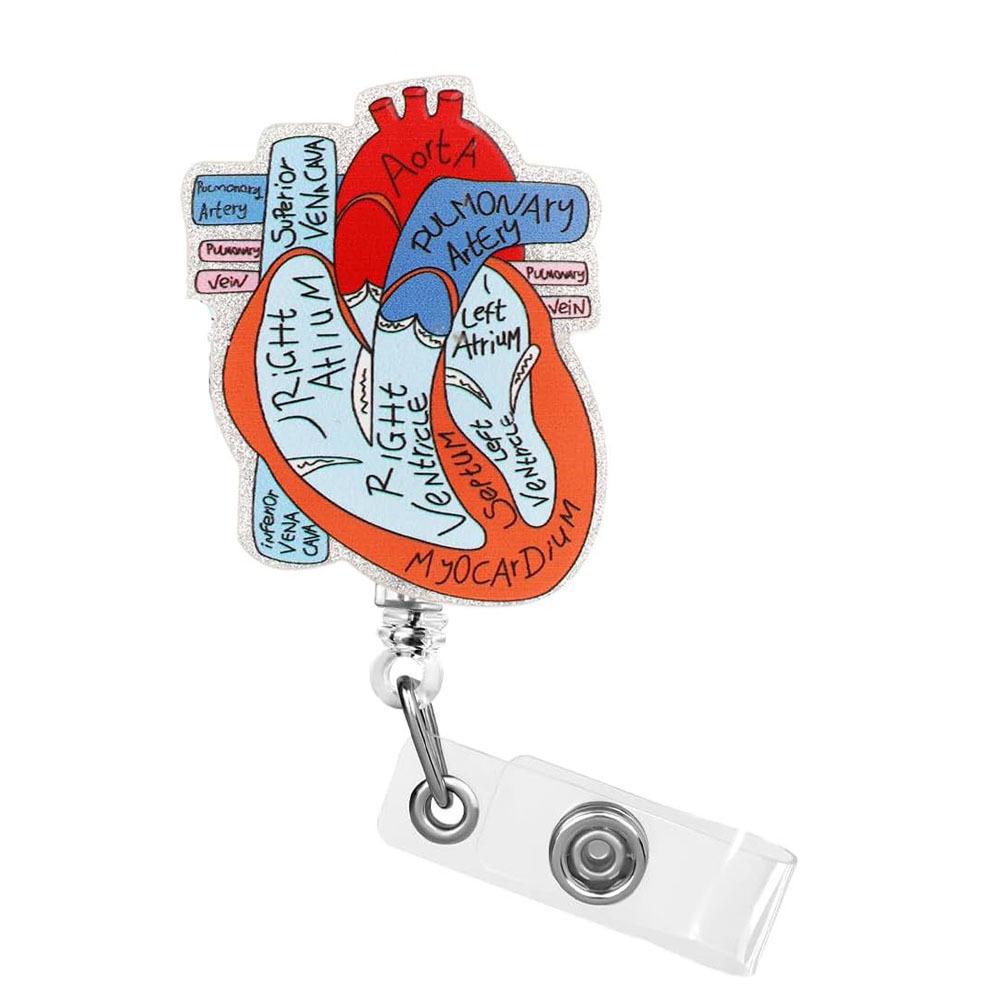 

Акриловый бейдж-ролик в форме сердца с клипсой для легкого вытягивания для медсестер и врачей оранжевый
