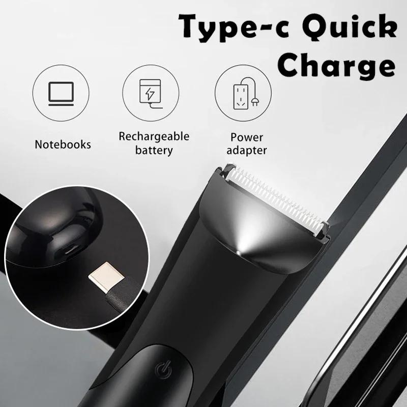 Men'S Groin Body Hair Trimmer, Electric Ball Trimmer, Includes 2 Guard Attachments, Ceramic Blade Head, Wet And Dry Shaver