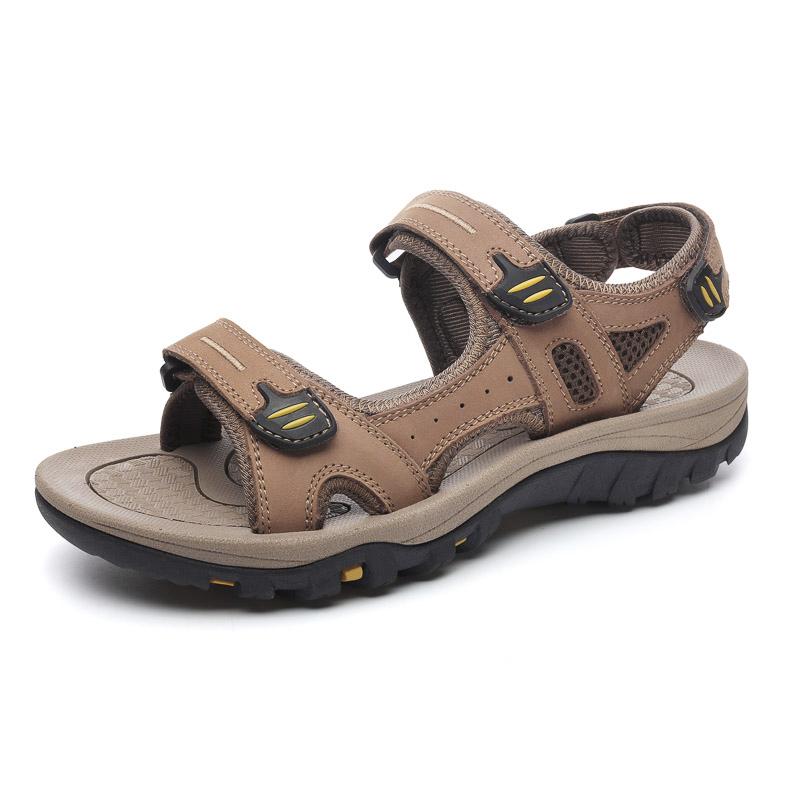 Store Ægte Læder Herre Sandaler Sommer Herre Strand Sandaler Udendørs Sandaler Til Mænd