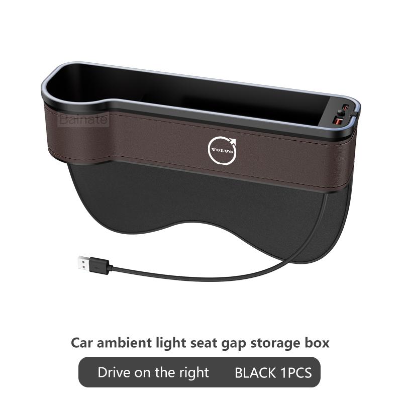 NEUE Auto-Spalt-Aufbewahrungsbox USB Bunte LED für Volvo V60 V40 XC90 S60 XC60 S90 V90 CX70 XC40 C40 C70 EX90 Sitzspalt-Tasche