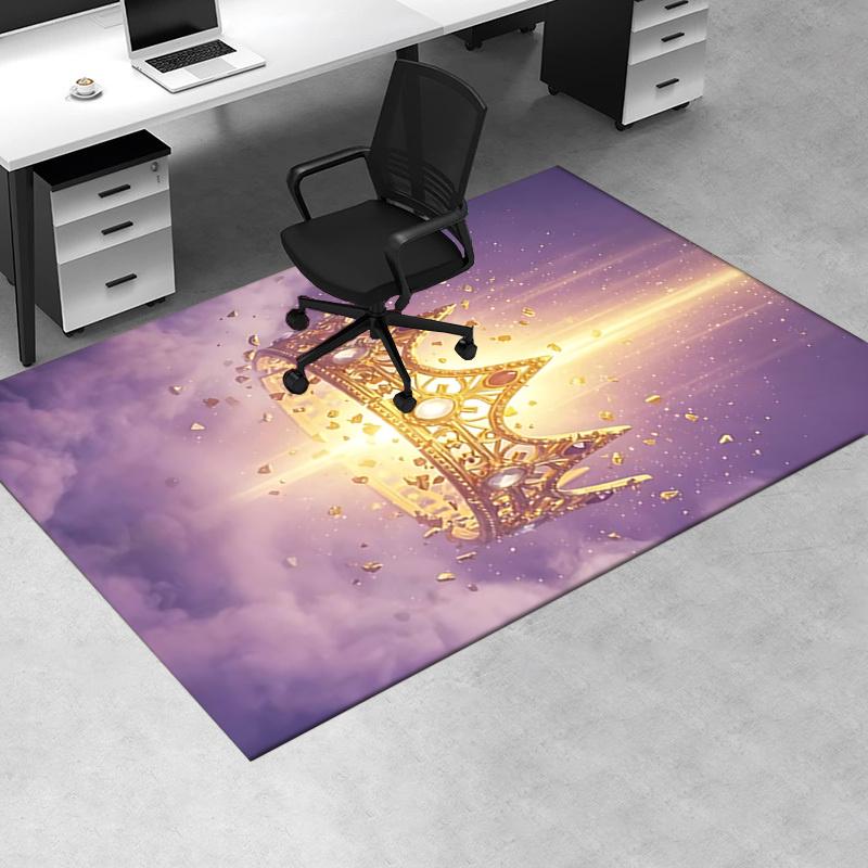 Golden Crown Chair Mat Office Carpet, Oversized Rug for Home Decor, Sofa Mat, Desk Pad Gift, Suitable for Bedroom, Living Room, Various Rooms