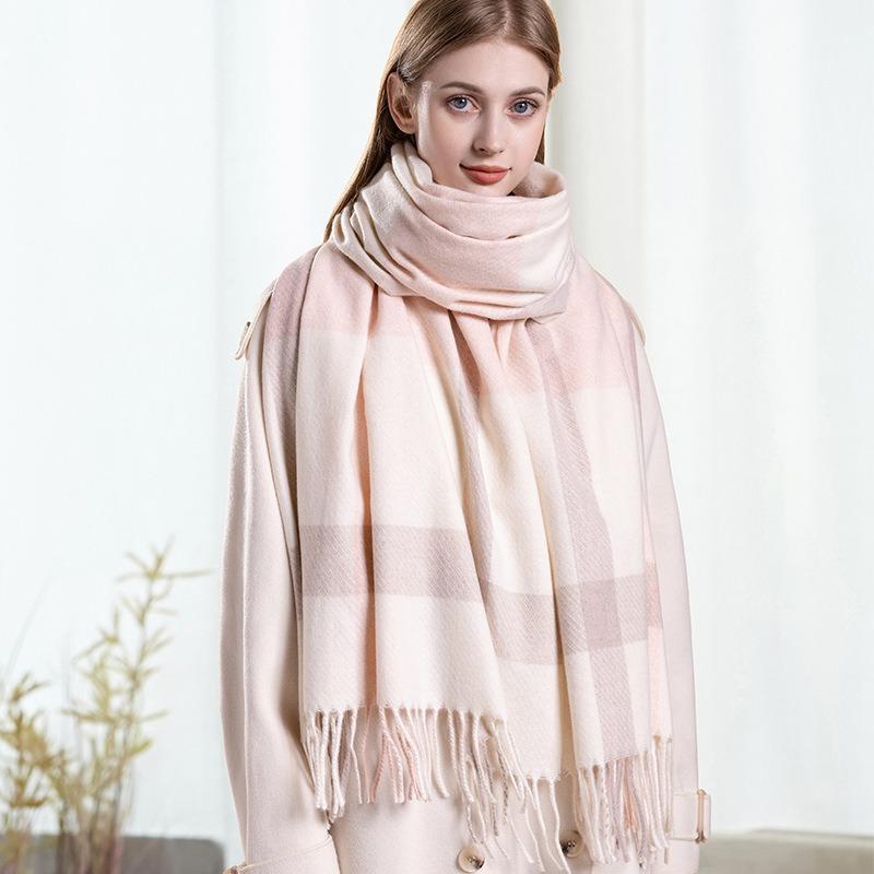 Warm Wool Scarf for Women Winter Plaid Design Soft Wear Open Scarves Female High Quality