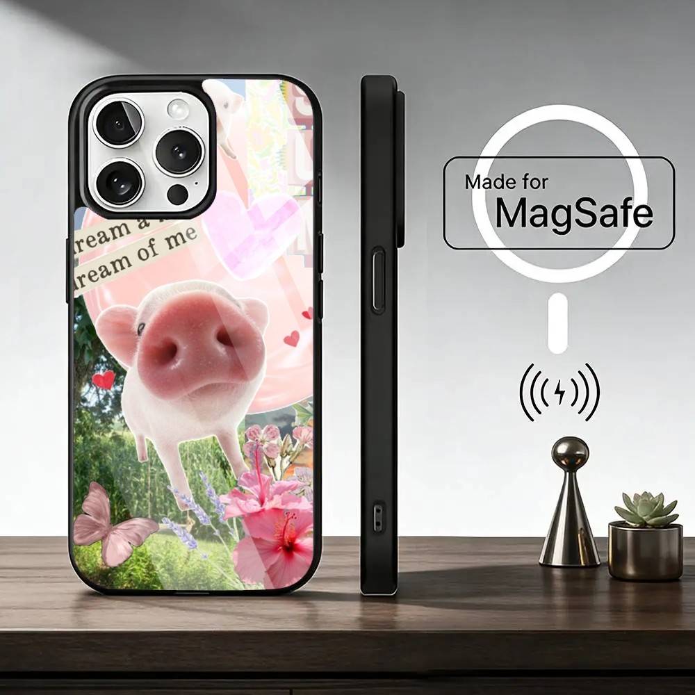 cute little P-pig Phone Case For iPhone17,16,15,14,13,12,11 Plus,Pro Magnetic with Magsafe Wireless Charging