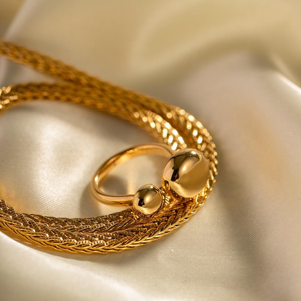 Trendy Ins Wind Cross-border Geometric 18k Gold Stainless Steel Water Drop Ring Durable Stainless Steel Material