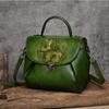 Johnature Rabbit Embossed Handbag Genuine Leather Retro Women Bag Versatile Real Cowhide Handmade Shoulder Bags