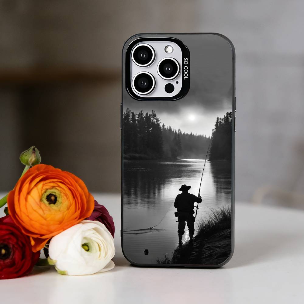 F-Fischerei-Enthusiast Handyhülle Für iPhone 17,16,15,14,13,12,11 Plus,Pro Max,XS,Bunte Silberne Schwarze Hülle