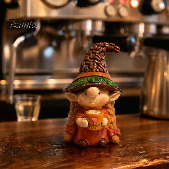 Hand Painted Gnome Set Coffee Ornaments, Cute Resin Figurines, Decorative Tabletop Kitchen Decor Centerpiece for Bar & Lovers Figurines