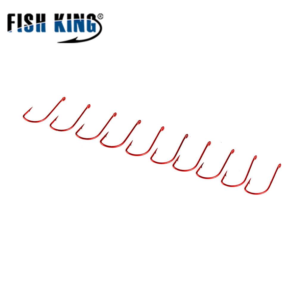 FISHKING Red Tube Ise-ni Fish Hooks with Barbs, 10pcs High Carbon Steel for Sea Fishing