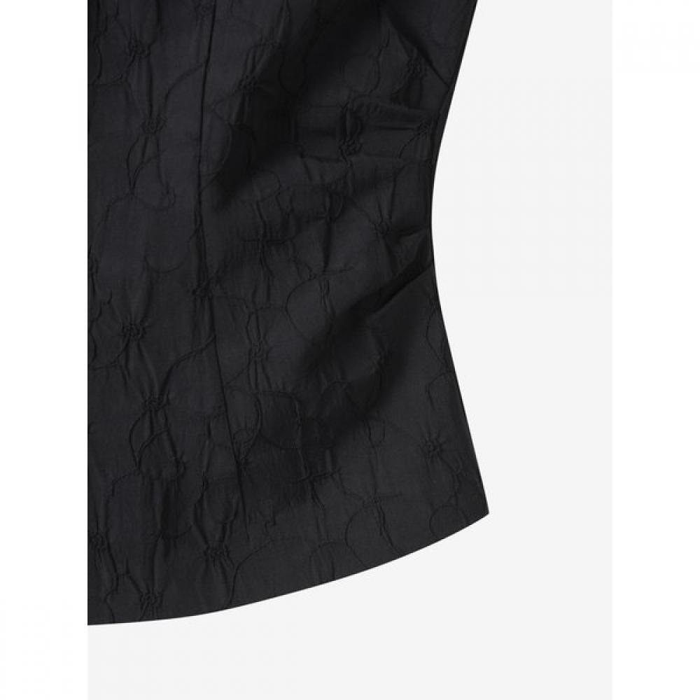 Cc Collect Crinkle Jacquard Shirring Blouse C252msc134