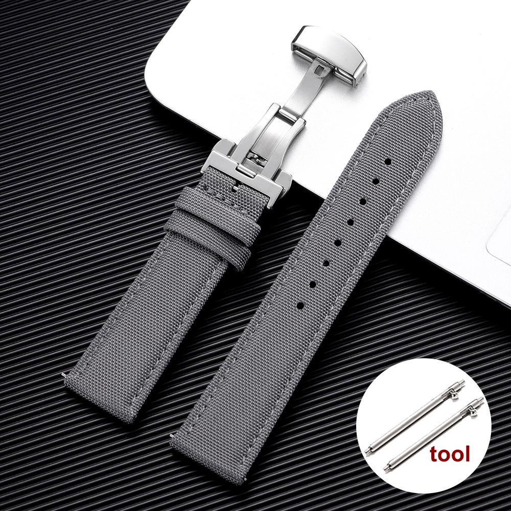Waterproof Sailcloth Watch Band Premium Sailcloth Strap Butterfly Clasp Durable Nylon Quick Release Bracelet 20mm 22mm Wristbelt