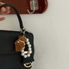Gift Plush Teddy Bear Mobile Phone Chain Imitation Pearl Doll Pendant  Women Girls