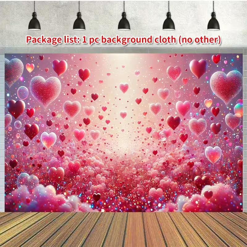 

2D Flat Pink Red Heart Backdrop for Valentine s Day Photoshoot 47.2x31.5inch/120*80cm
