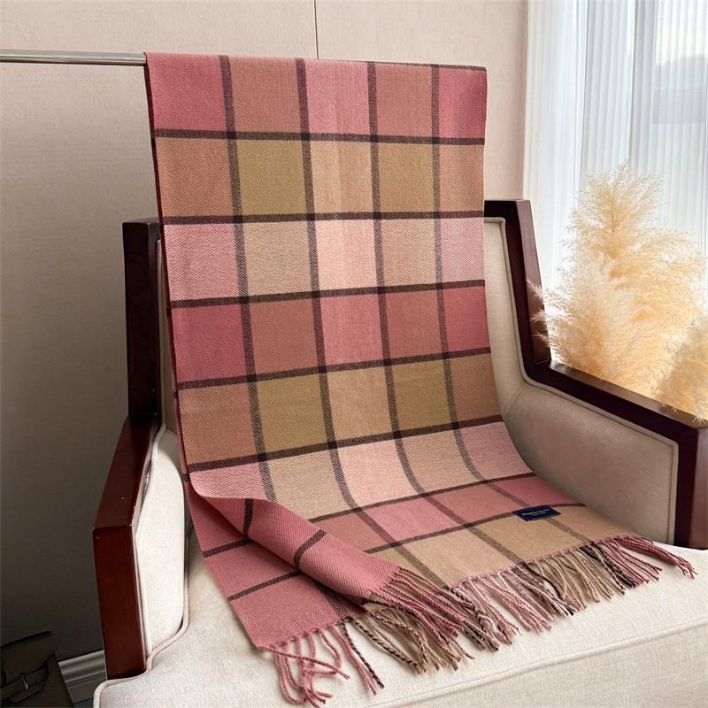 Soft Faux Cashmere Plaid Scarf With Tassels Men Women Warm Winter Wrap Office Chic Casual Wear
