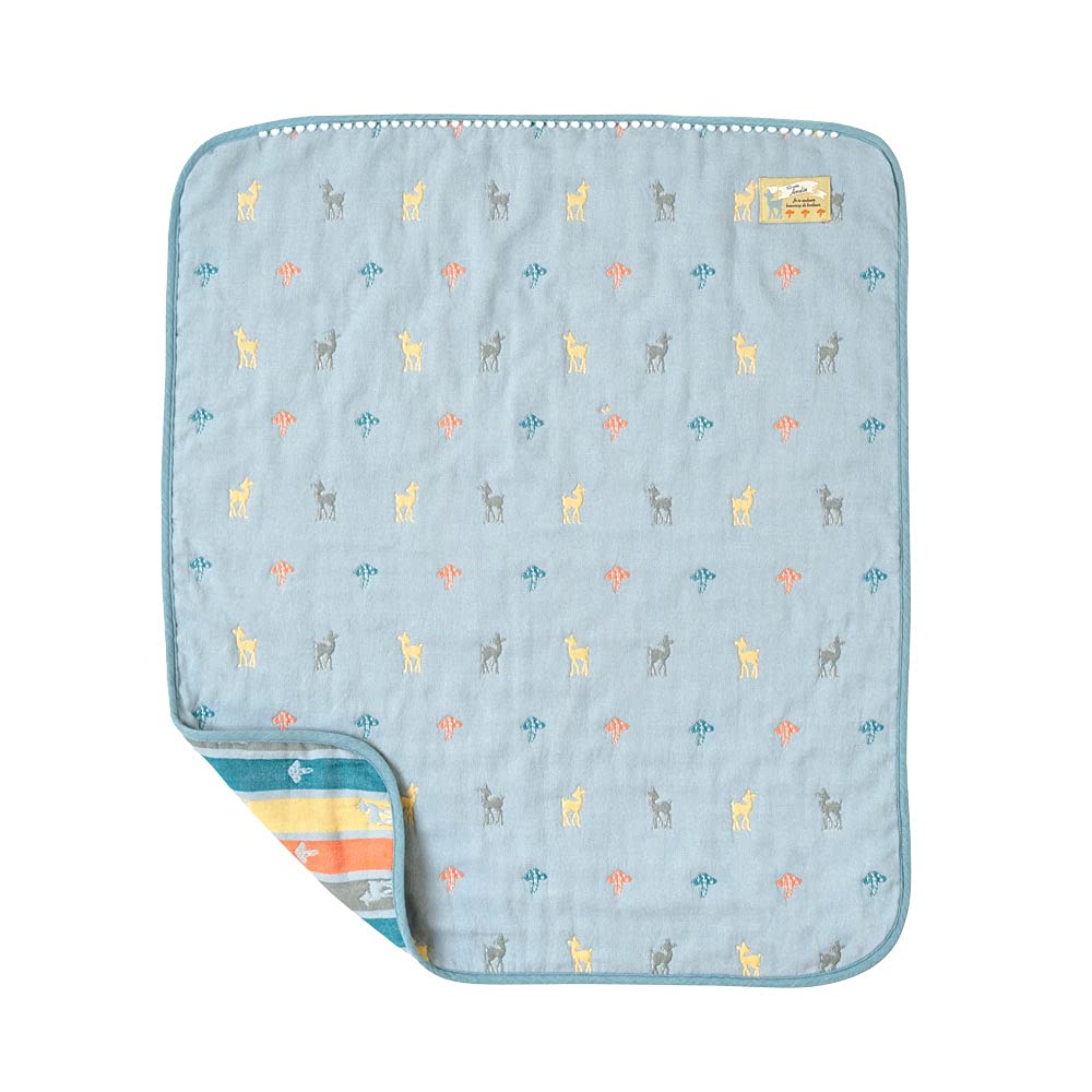 

10mois Amelie Fluffy Gauze Blanket 21151010 Organic Cotton (6-Layer Gauze) (Mini Size) Blue-Green 100%