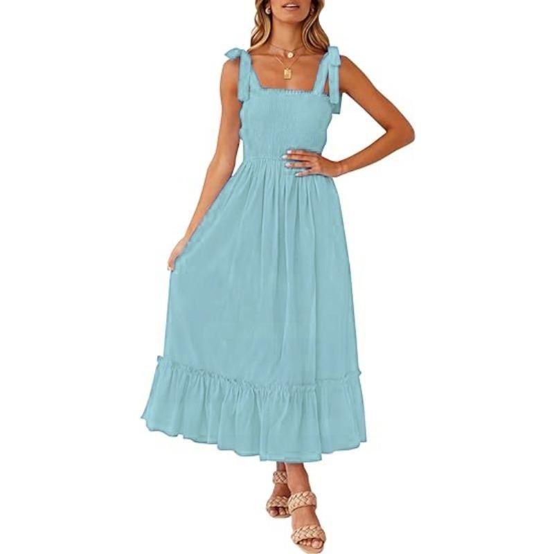 Women's Range Simple Solid Colour Halter Long Dresses