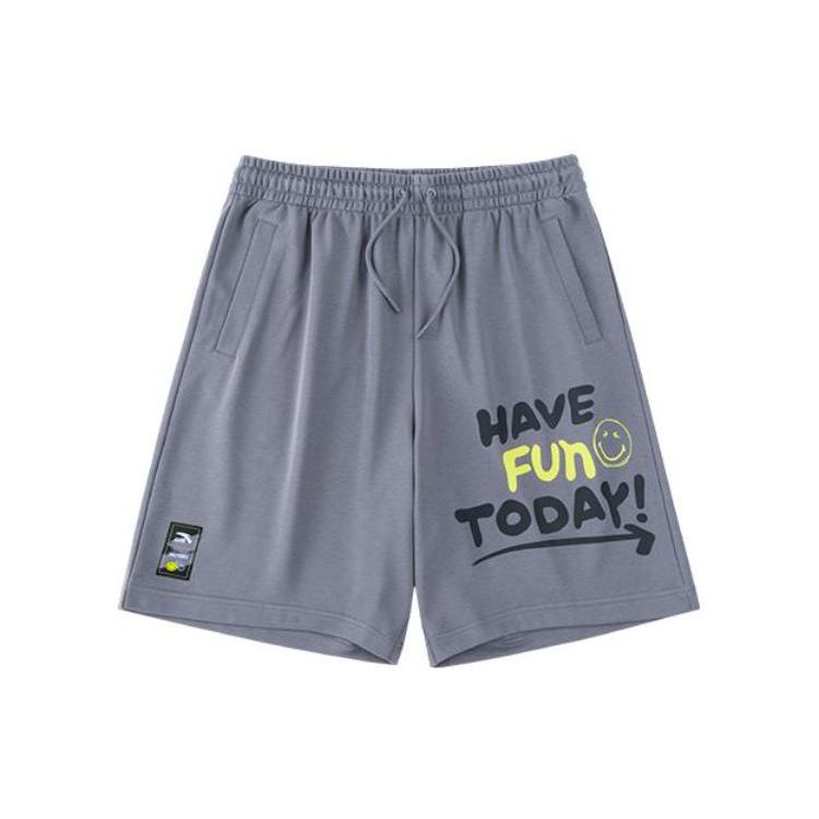 

Anta X Smileyworld Collaboration Smiley Letter Print Sports Shorts Men shorts Cloud-Gray 152328329-5 L