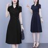 Women Plus Size Summer Dress POLO Collar Short Sleeve High Waist A-Line Midi Dress Elegant Slim Fit Single Breasted Formal Dress