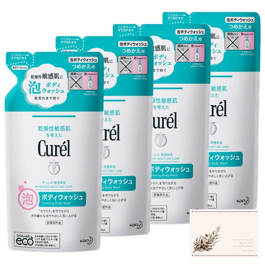 

[Набор из 4 сменных блоков] Kao Curel Пенка для тела, 380 мл, Квази-лекарственное средство, Включены карманные салфетки SHOP POLITE