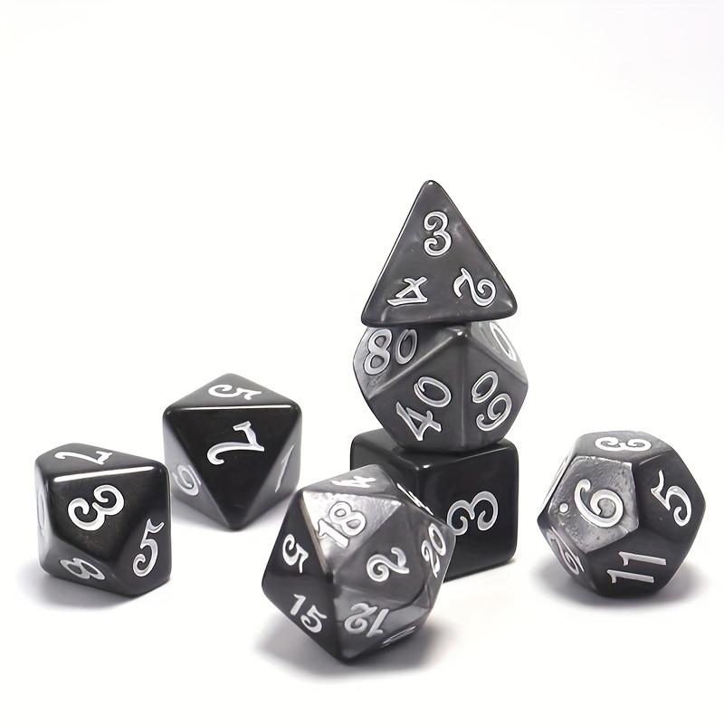 Deck of Playing Cards and 7 Dice Set  Plastic Waterproof and Wear-resistant Playing Cards  Silver and Black Two-color Multi-Sided Numerical Dice