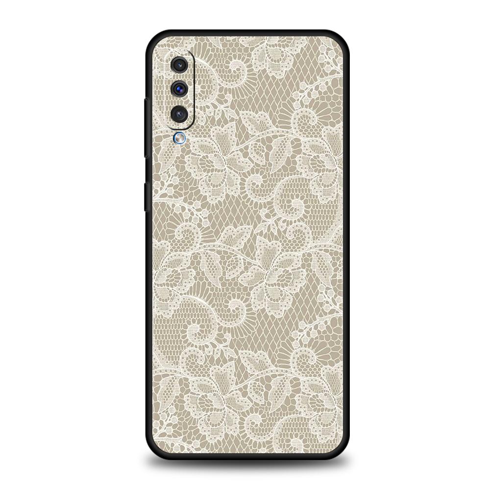 Phone Case for Samsung Galaxy A56 A36 A26 A06 A16 A24 A36 A54 A14 A42 A22 A20 A12 A10 5G Soft TPU Shell Lace Style Cool Girl Bag