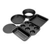 6pcs Baking Mold Set Loose Bottom Anti Stick Carbon Steel Cake Pizza Bread Pan for Home Kitchen