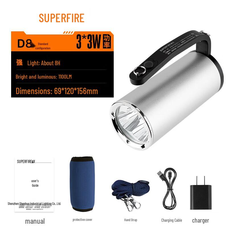 SupFire D8 Rechargeable Explosion-Proof LED Flashlight