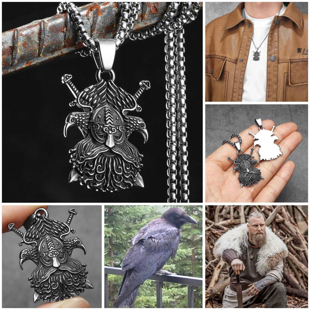 Vintage Retro Viking Warrior Raven Bird Pendant Necklace Chain Unisex Men Women Fashion Gothic Amulet Talisman Jewelry Party Gift