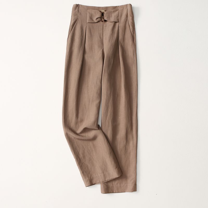 

Export Export Brand Original Order Minimalist Elegant Drape Tencel Linen Pants Women s Summer Thin High Waist Straight Pants Deep khaki Eurocode -44