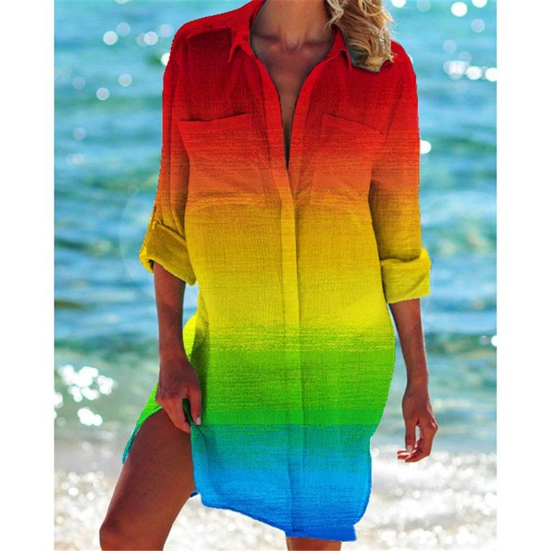 Women's Bikini Cover Up Shirt Swimwear Cardigan Printed Vacation Beach Sexy And Stylish Beachwear Ideal For Summer Pool And Beach Activities