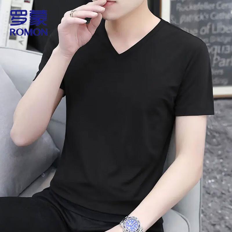 ROMON Men's V-Neck Ice Silk Quick-Dry Antibacterial T-Shirt